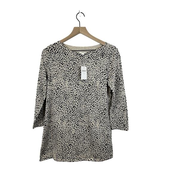 J. Jill Lightweight Cotton Blend Tan Animal Print Sweater Women’s Size XS - NWT - Picture 1 of 9